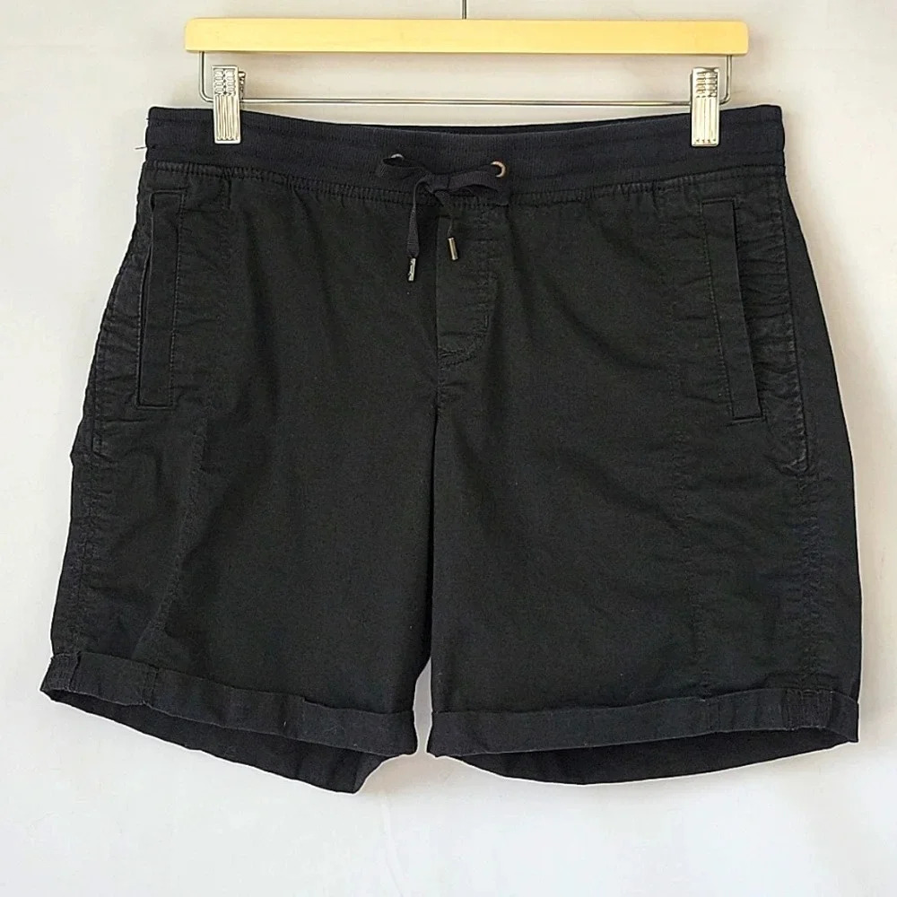 Eddie Bauer Pull On Tie Waist Cotton Shorts Black Size 10